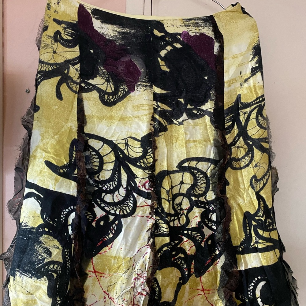 Christian Lacroix Yellow and Black Artistic Design SKIRT ONLY